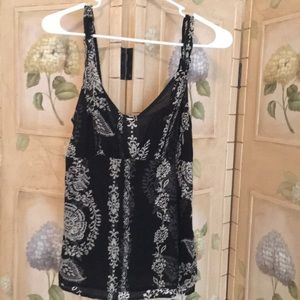 Silk lined with sheer overlay top